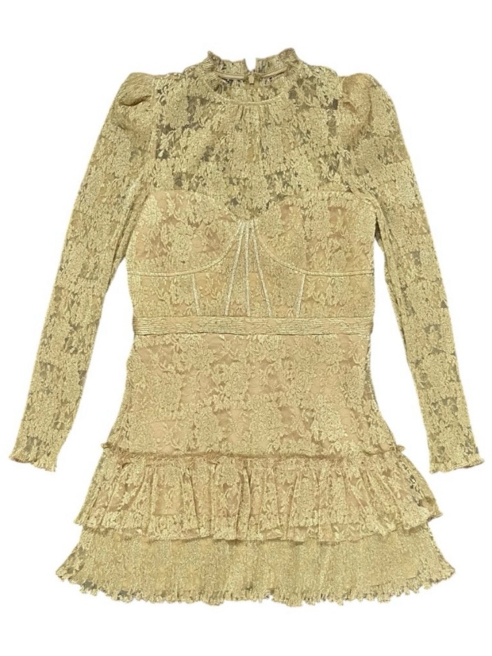 SAYLOR Gold Adria Mini Dress Medium - Picture 5 of 11